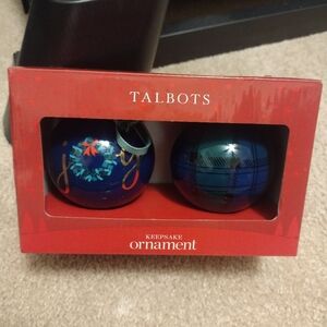 Talbots Joyful Ornament Set of 2 NEW IN BOX